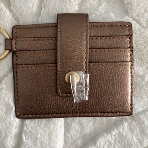 NEW Chico's Key Card Holder Wristlet Tassel Faux Leather Removable Bracelet